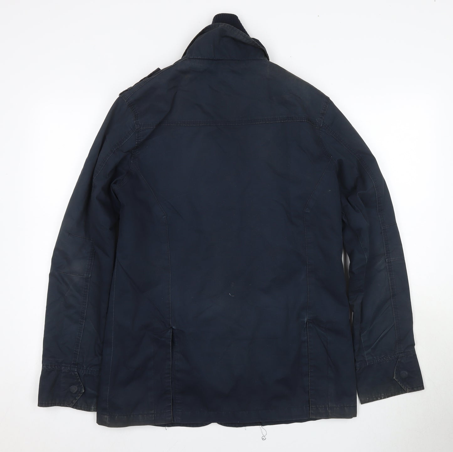 Vintage Men's Blue Military Jacket - M - Zip & Button