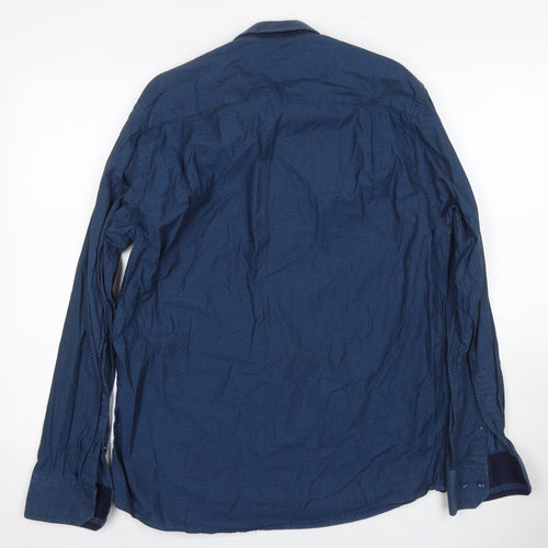 Lakiste Men's Blue Geometric Long Sleeve Dress Shirt