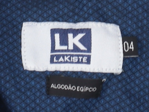 Lakiste Men's Blue Geometric Long Sleeve Dress Shirt