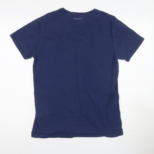 Hackett Men's Blue Logo T-Shirt, Size S, Crew Neck
