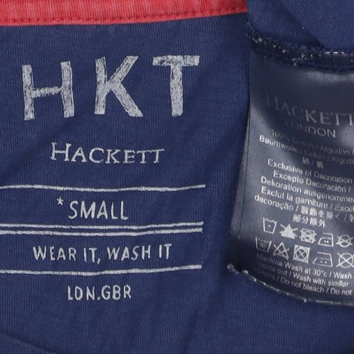 Hackett Men's Blue Logo T-Shirt, Size S, Crew Neck