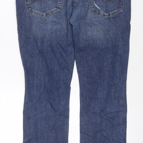 Jack & Jones Men's Blue Straight Jeans, Size 36, Distressed