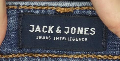 Jack & Jones Men's Blue Straight Jeans, Size 36, Distressed