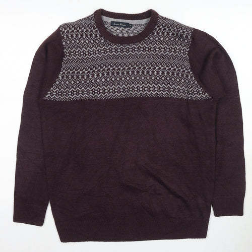 James Pringle Men's Brown Fair Isle Pullover Jumper, M