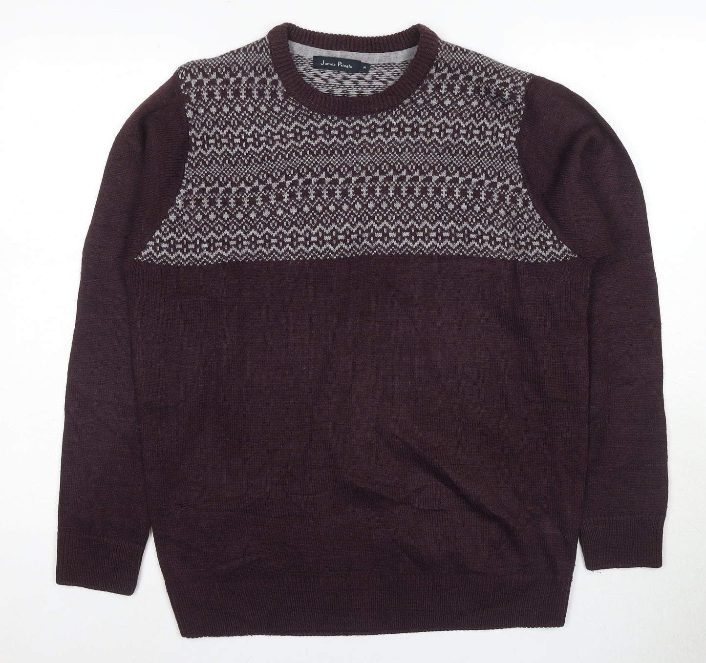 James Pringle Men's Brown Fair Isle Pullover Jumper, M