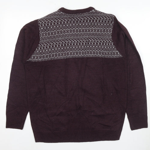 James Pringle Men's Brown Fair Isle Pullover Jumper, M
