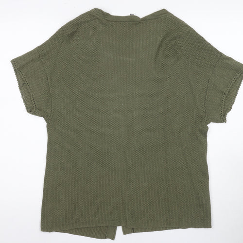 Laura Ashley Women's Green Open-Knit Cardigan UK 8