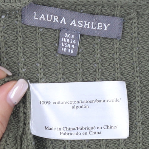 Laura Ashley Women's Green Open-Knit Cardigan UK 8
