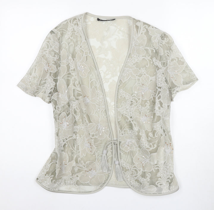 Jacques Vert Women's Beige Floral Kimono Top Size 10