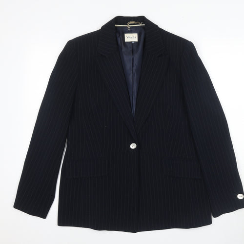 Viyella Women's Black Pinstripe Suit Jacket Size 12