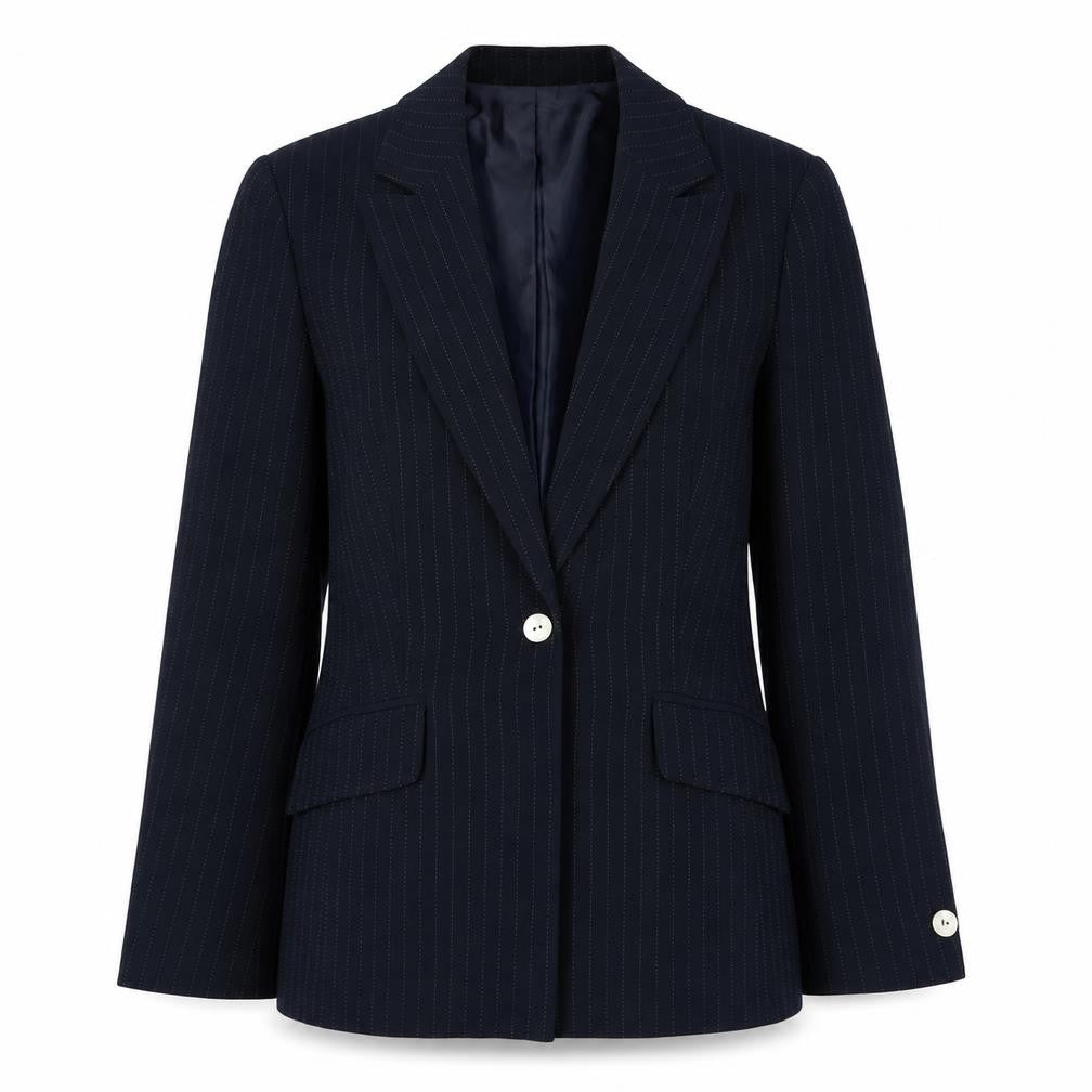 Front view of Viyella Women's Black Pinstripe Suit Jacket, size 12