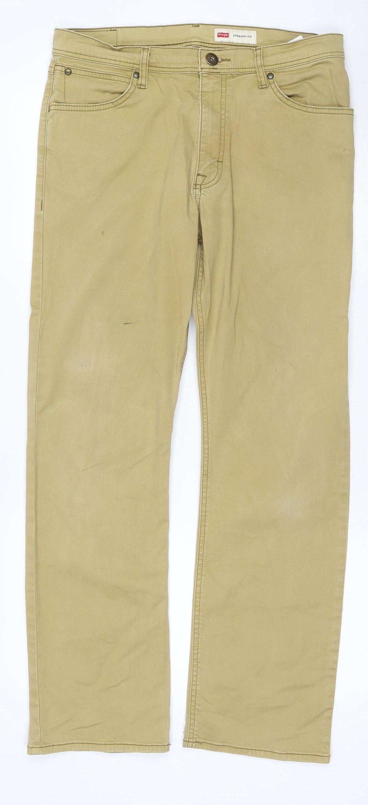 Wrangler Men's Beige Straight Fit Denim Jeans Size 32
