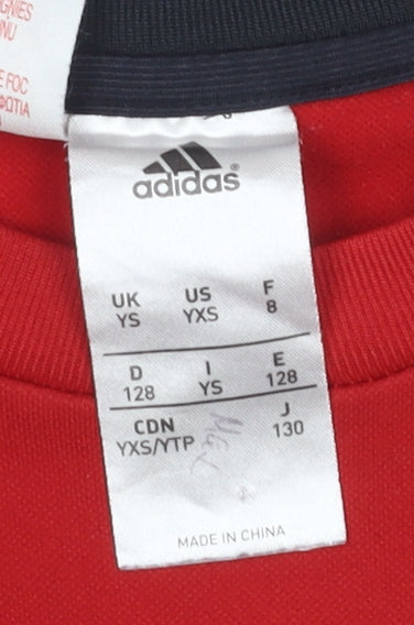 Adidas Boys Red Pullover Sweatshirt, Size 8, Football Graphic