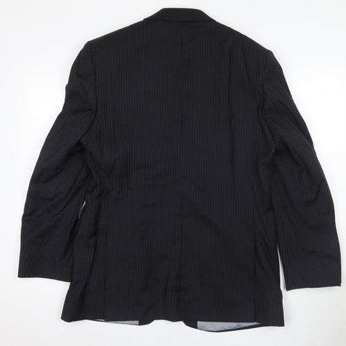 Stvdio Men's Black Pinstripe Blazer, Size 40R, Wool, Excellent