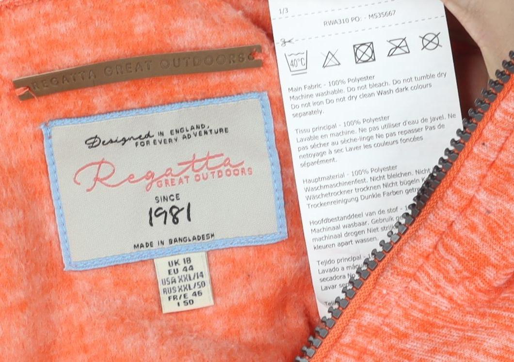 Regatta Women's Orange Soft Shell Jacket Size 18