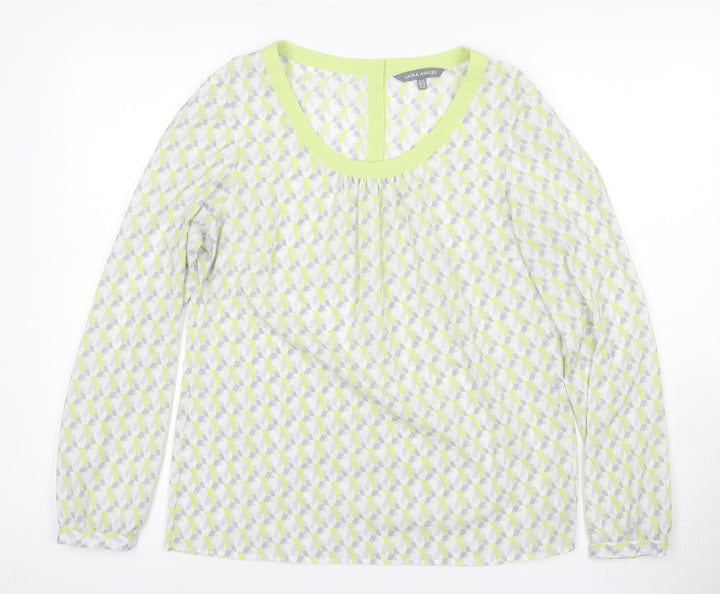 Laura Ashley Women's Green Geometric Tunic Blouse Size 12