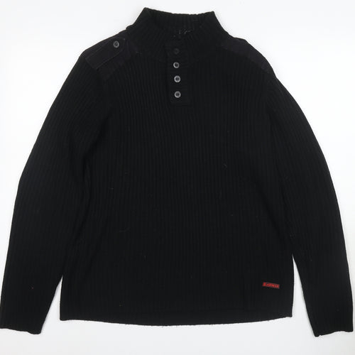 Airwalk Men's Large Black Henley Jumper High Neck