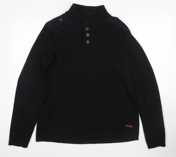 Airwalk Men's Large Black Henley Jumper High Neck