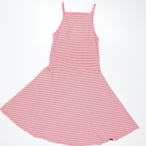 Superdry Women's Pink Striped Asymmetric Slip Dress S