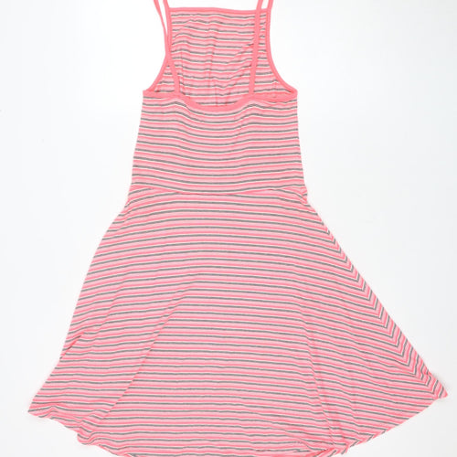 Superdry Women's Pink Striped Asymmetric Slip Dress S