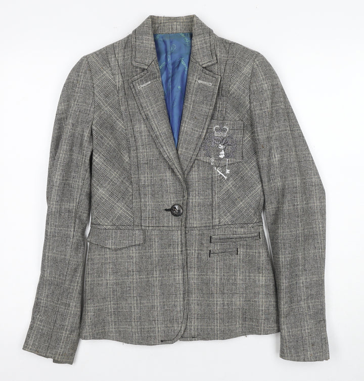Firetrap Women's Grey Plaid Blazer S