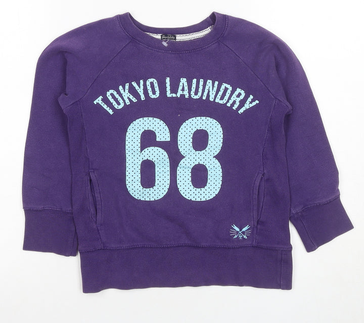 Tokyo Laundry Girls Purple Pullover Sweatshirt 9-10 Years
