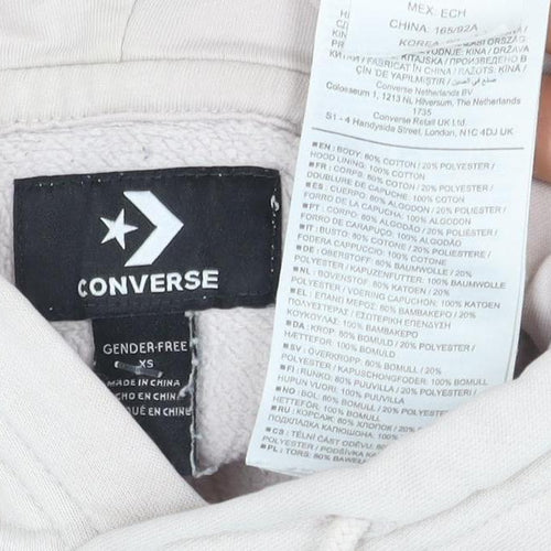 Converse Beige Unisex XS Pullover Hoodie with Logo