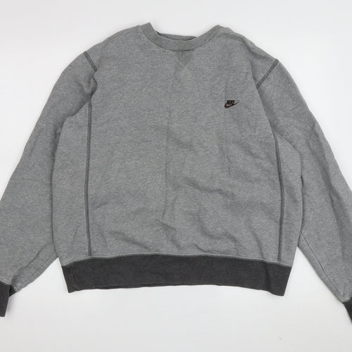 Nike Men's Grey Pullover Sweatshirt, Size L, Logo Accent