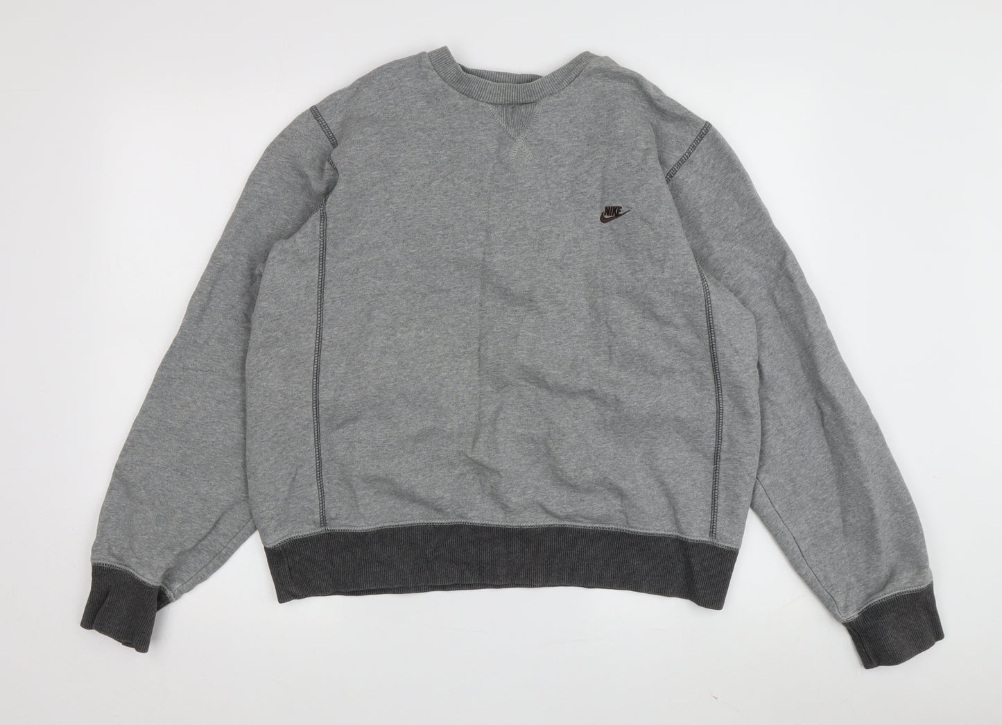 Nike Men's Grey Pullover Sweatshirt, Size L, Logo Accent