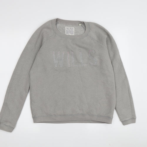 Jack Wills Women's Grey Logo Pullover Sweatshirt Size 12