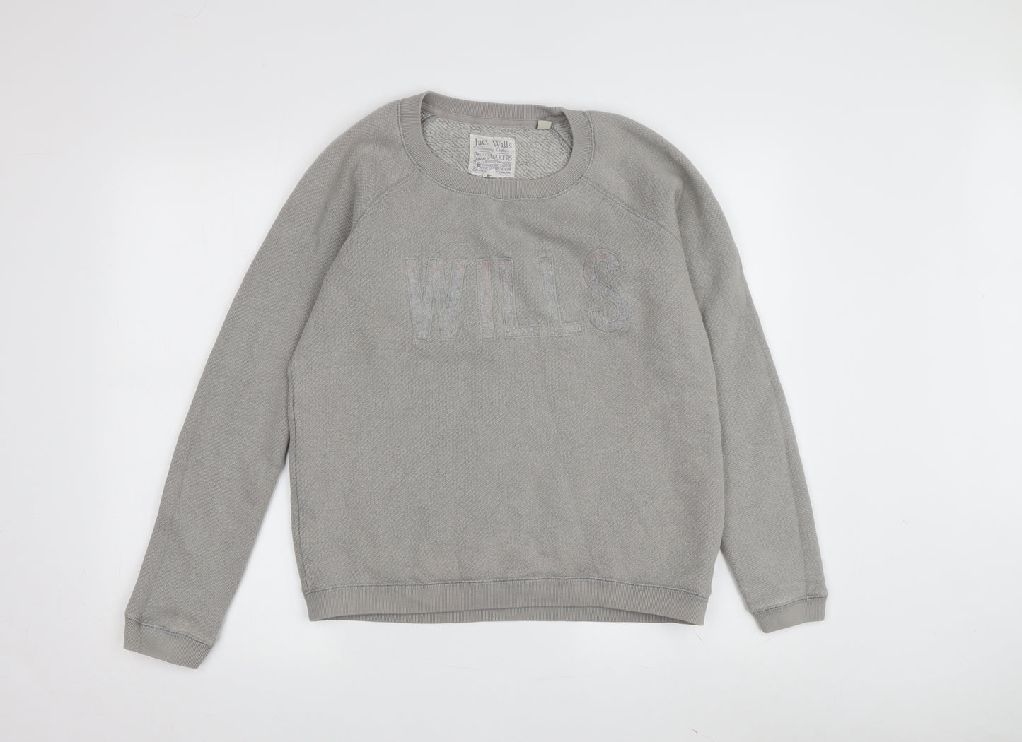 Jack Wills Women's Grey Logo Pullover Sweatshirt Size 12