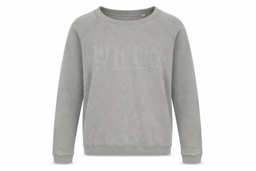 Front view of Jack Wills Women's Grey Logo Pullover Sweatshirt, size 12