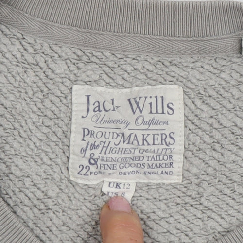 Jack Wills Women's Grey Logo Pullover Sweatshirt Size 12