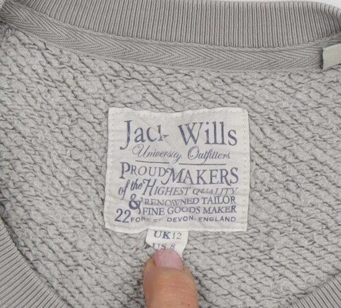 Jack Wills Women's Grey Logo Pullover Sweatshirt Size 12