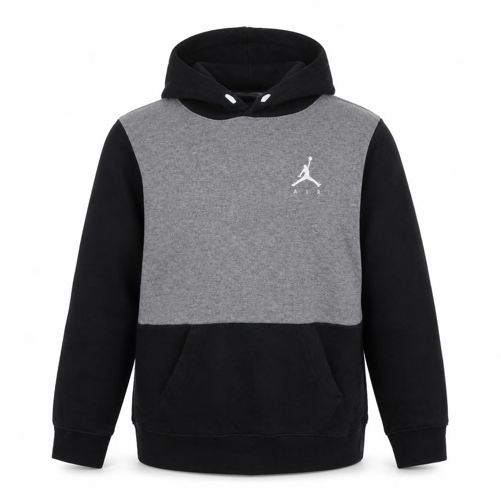 Front view of Jordan boys’' grey & black pullover hoodie - 12-13 years