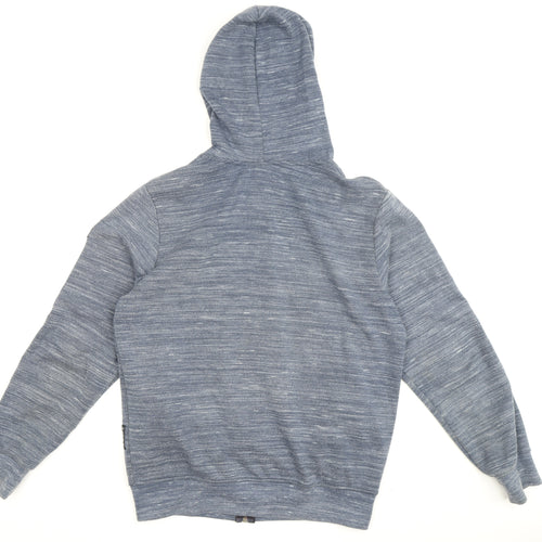 Armani Jeans Men's Blue Full Zip Hoodie, Size M, Logo Accent