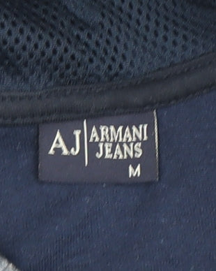 Armani Jeans Men's Blue Full Zip Hoodie, Size M, Logo Accent