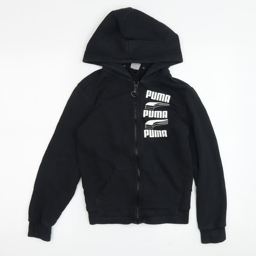 Puma Boys Black Hoodie Full Zip 8-9 Years