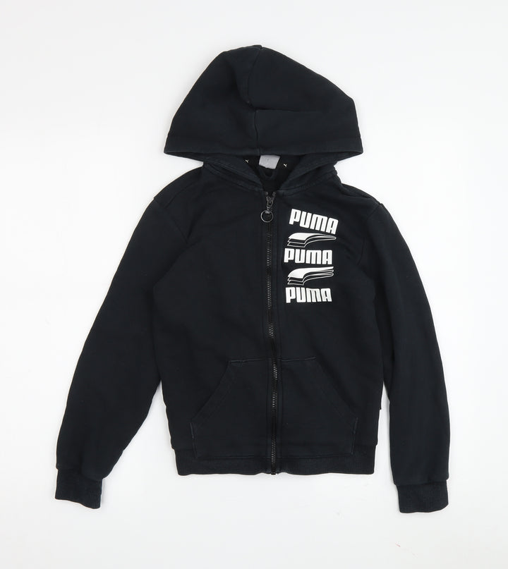 Puma Boys Black Hoodie Full Zip 8-9 Years