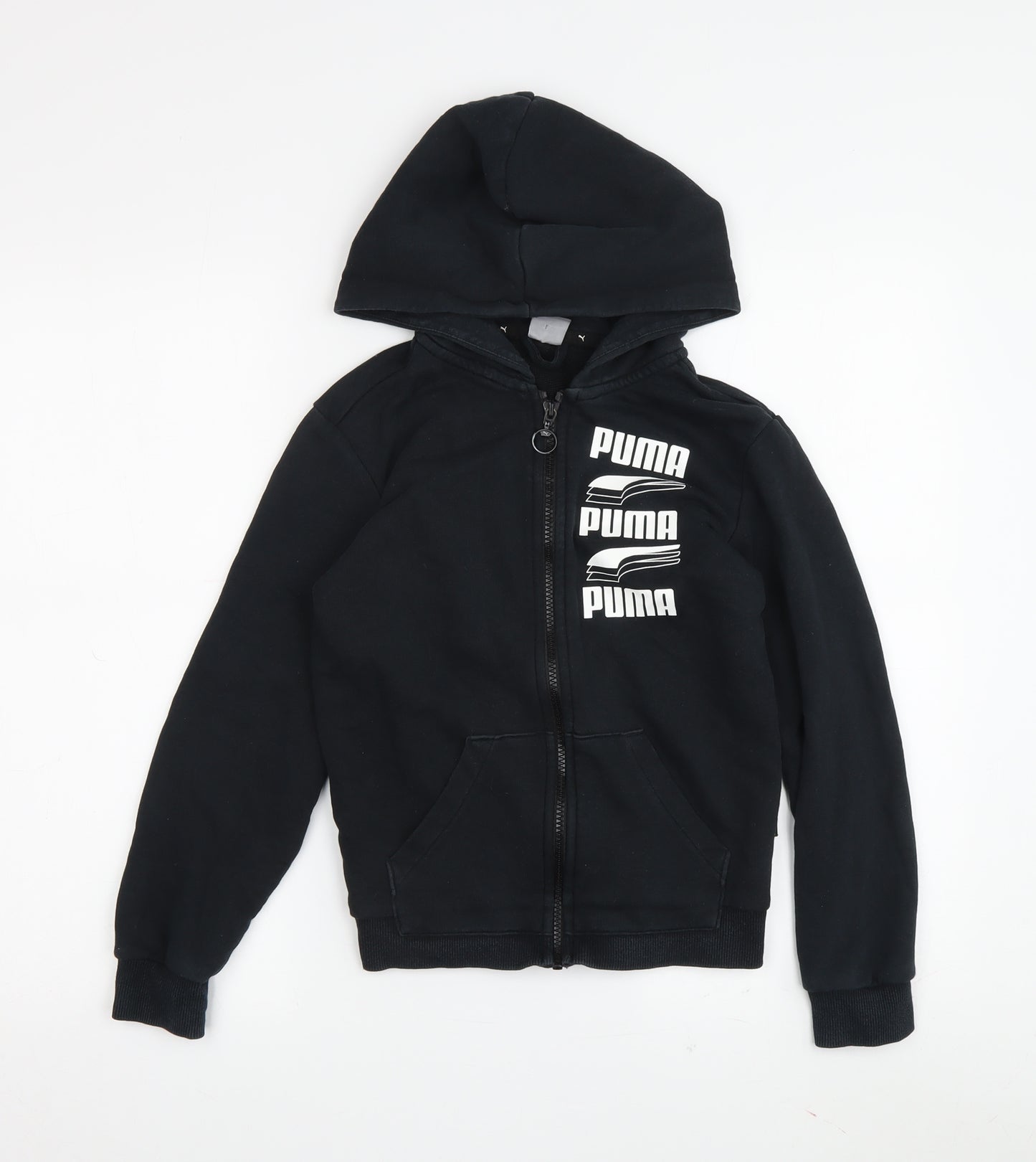 Puma Boys Black Hoodie Full Zip 8-9 Years