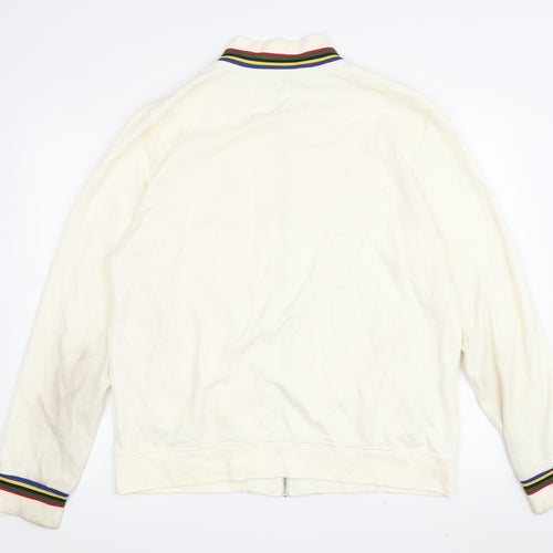 Fred Perry Men's Ivory Varsity Jacket, Size L Regular, Cotton