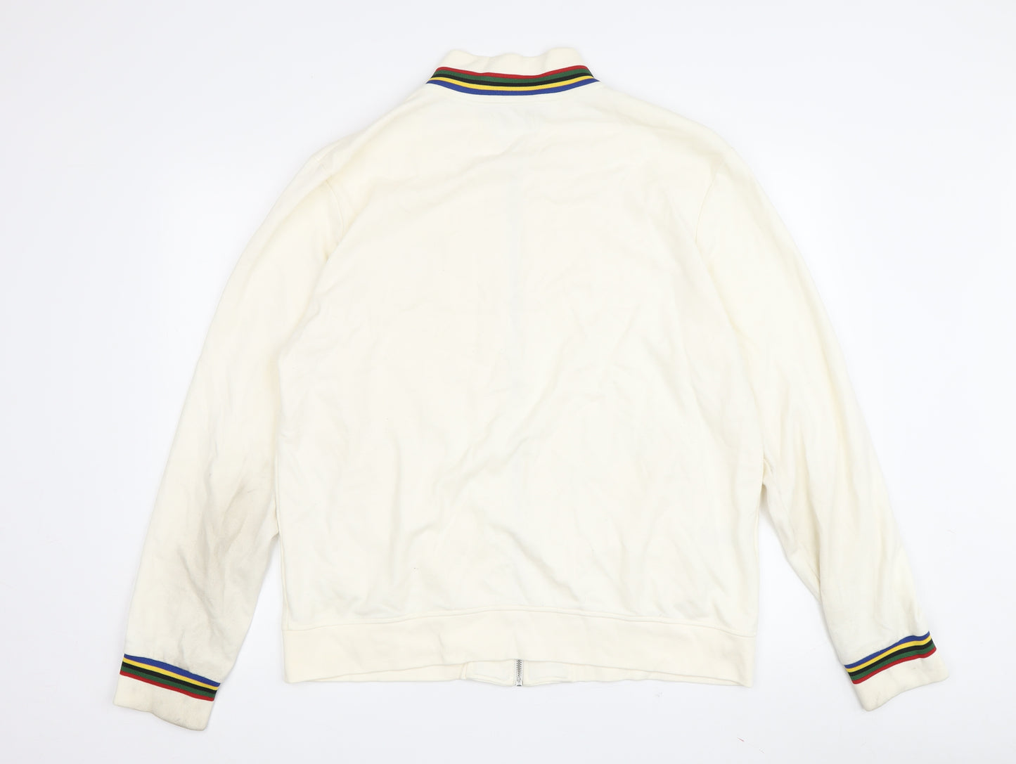 Fred Perry Men's Ivory Varsity Jacket, Size L Regular, Cotton