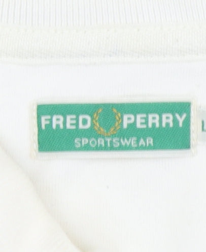 Fred Perry Men's Ivory Varsity Jacket, Size L Regular, Cotton