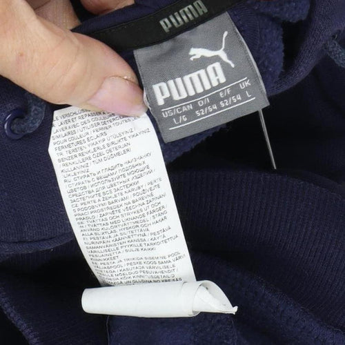 Puma Men's Blue Full Zip Hoodie L Logo Pockets