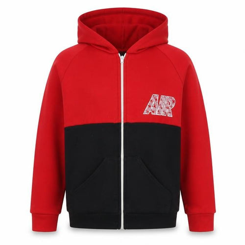 Boys Red & Black Full Zip Hoodie with Logo, Size 11-12
