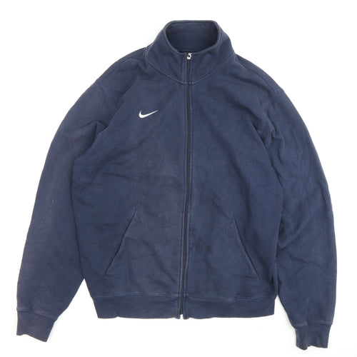 Nike Men's Blue Bomber Jacket Size L - Casual Fleece