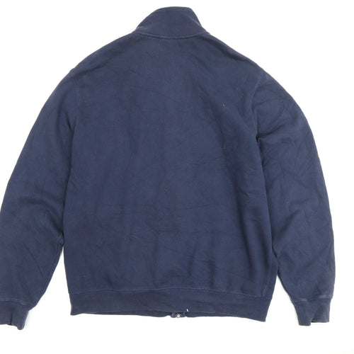 Nike Men's Blue Bomber Jacket Size L - Casual Fleece