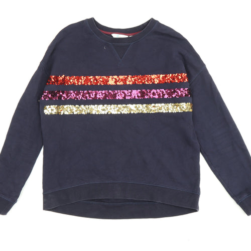 Boden Women's Blue Sequin Pullover Sweatshirt, M