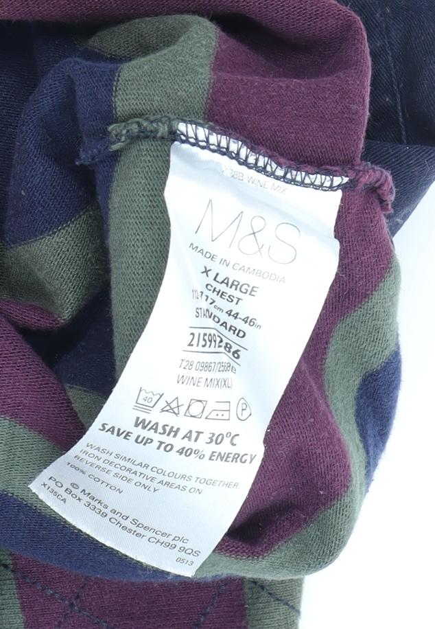 Marks and Spencer Men's Multicoloured Striped Polo, XL