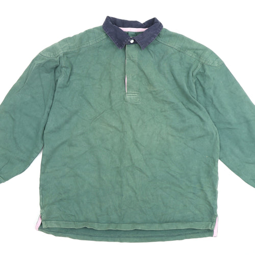 Harlequins Men's Green Long Sleeve Polo L